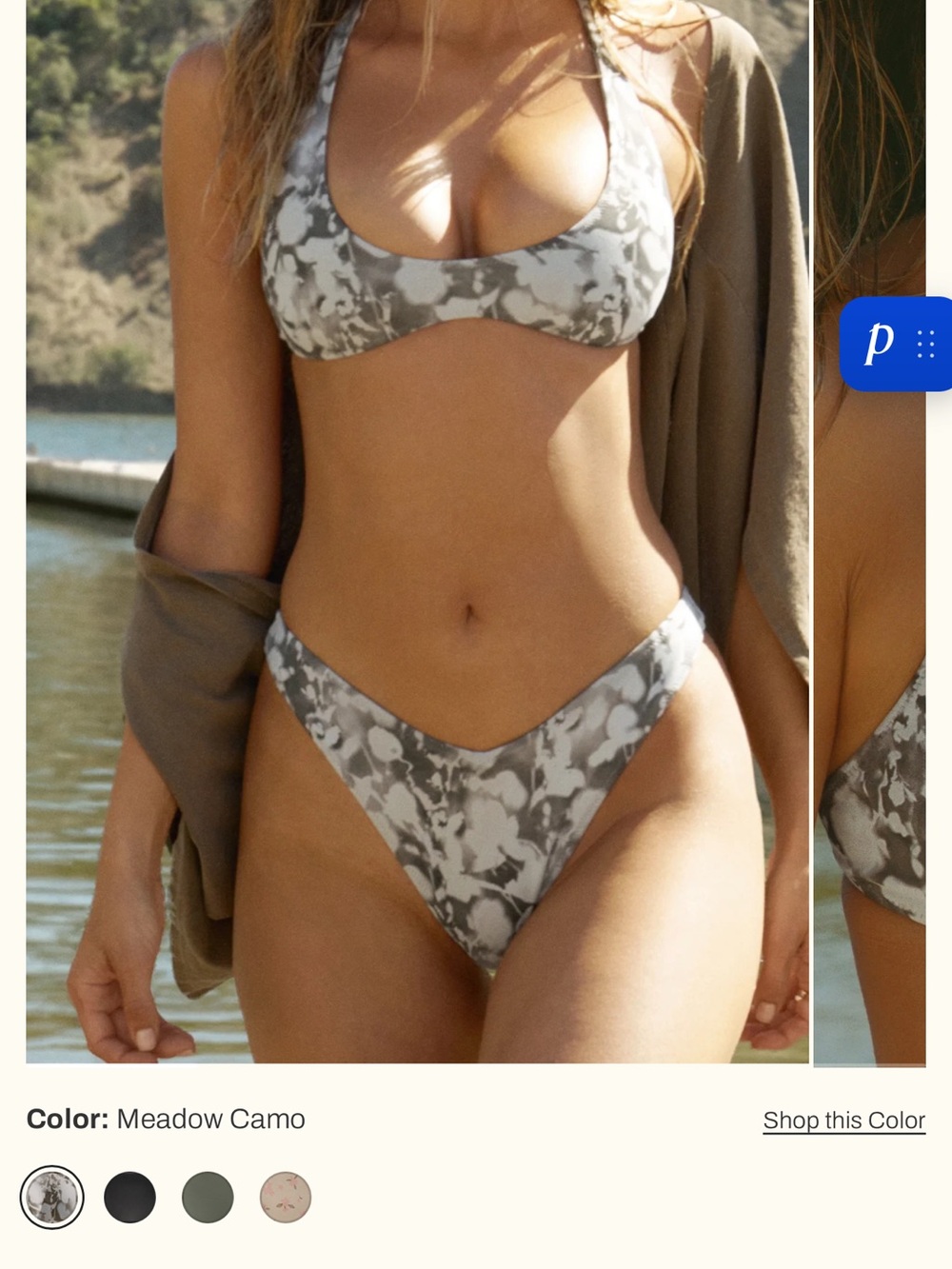 Joah Brown Meadow Camo Scoop Bikini - Gray/White